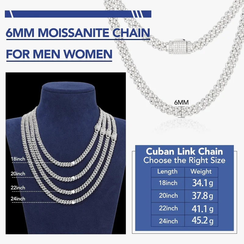 925 Sterling Silver 5.3-11.8 Ct Miami Cuban Necklace 10MM/8MM/6MM