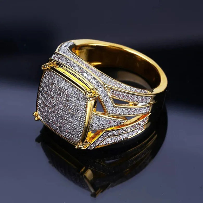 .925 Sterling Silver Square Men Diamond Ring