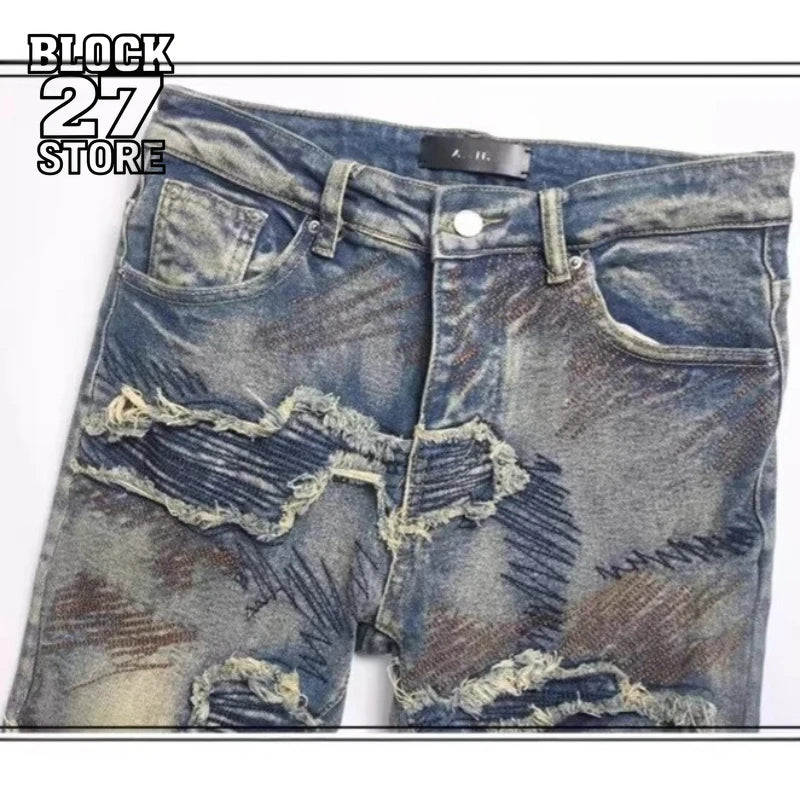 Vintage Distressed Jeans Men (Ripped)