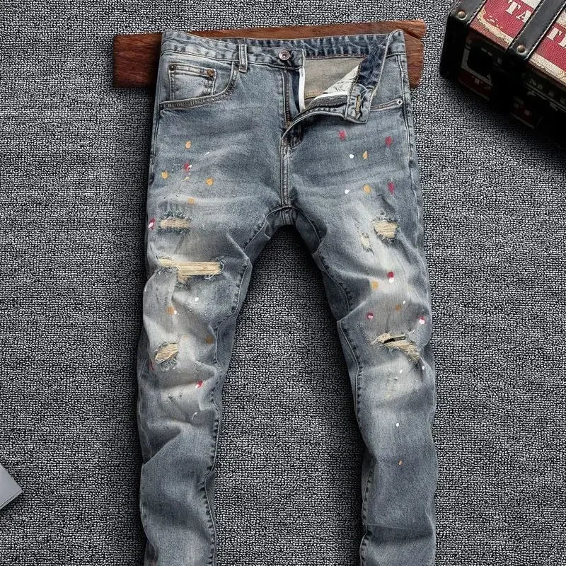 Distressed Faded Slim-fit Jeans (Ripped)