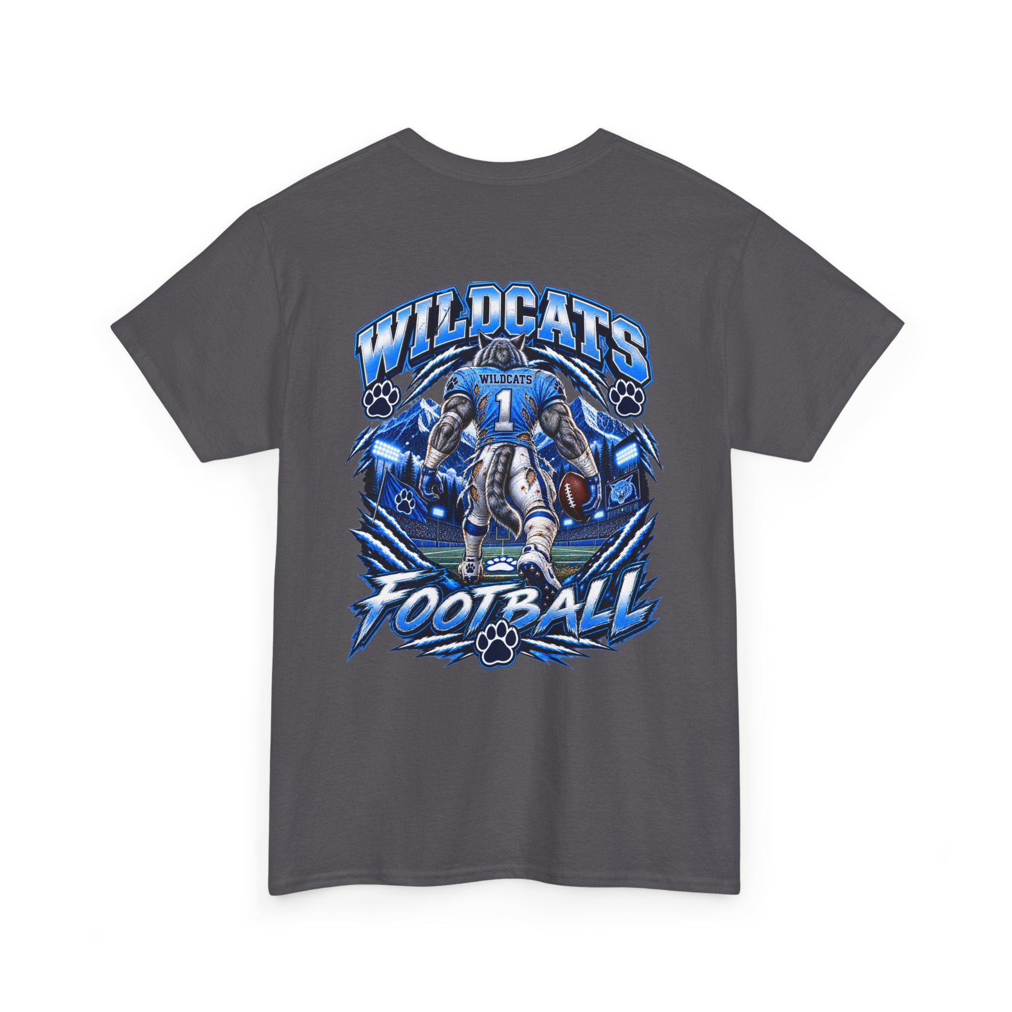 Wildcats Football Fierce Game Day Graphic T-Shirt – Baby Blue, Navy, Black & White