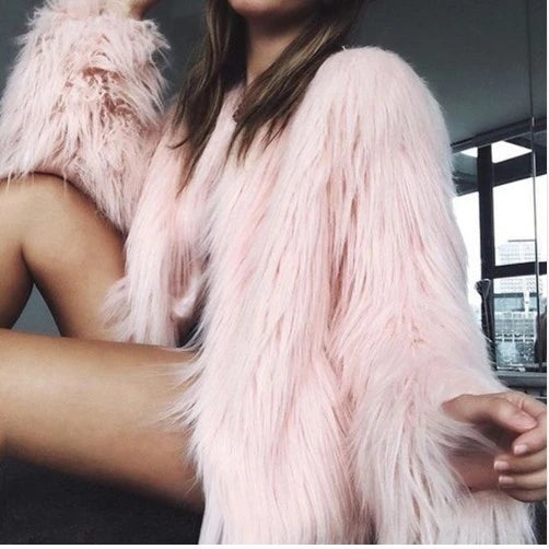Large Size Faux Fur Coat Fashionable Urban Style Short Length Sleeve Nine Points Men And Women Universal round Neck No Hat