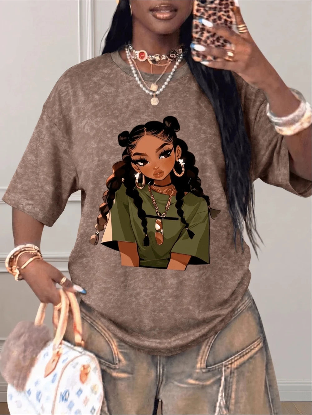 Bad Girl Retro Pattern Urban T-Shirt