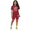 Womens Tracksuit Print Casual T-Shirt+Pencil Shorts 2 Piece Sets Holiday Travel Outfits High Quality Luxury Summer Suit S-3XL