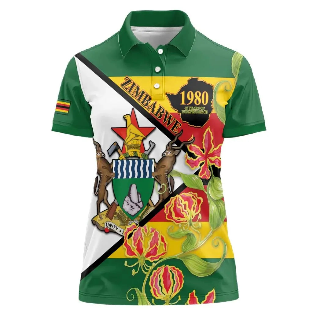 Women Zimbabwe Graphic Print Polo T Shirt Short Sleeve Turn Down Collar Casual Chic Summer Fashion Streetwear Tee Top