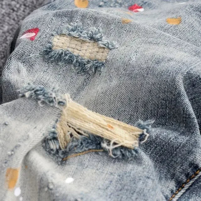 Distressed Faded Slim-fit Jeans (Ripped)