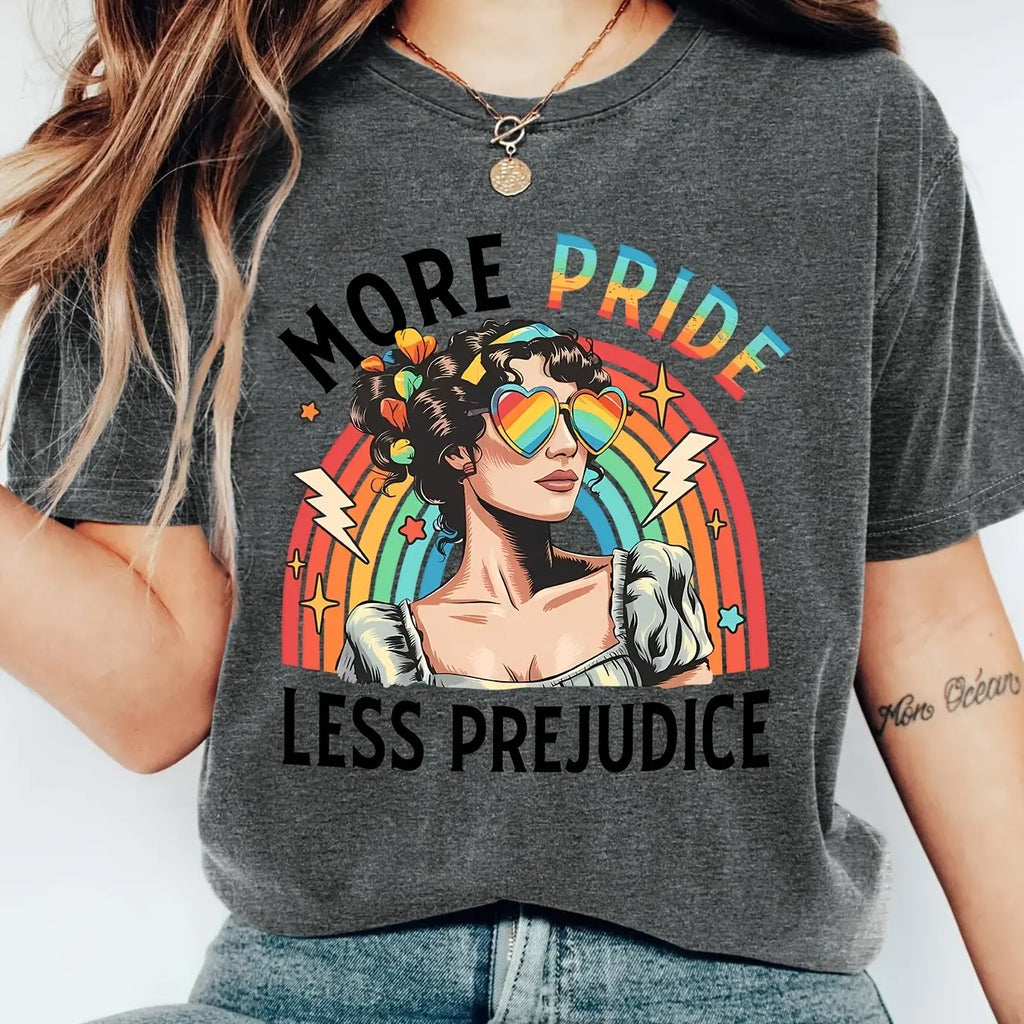 Women Casual Short Sleeve T-Shirt Rainbow Pride Graphic Print Crew Neck Soft Daily Wear Tees