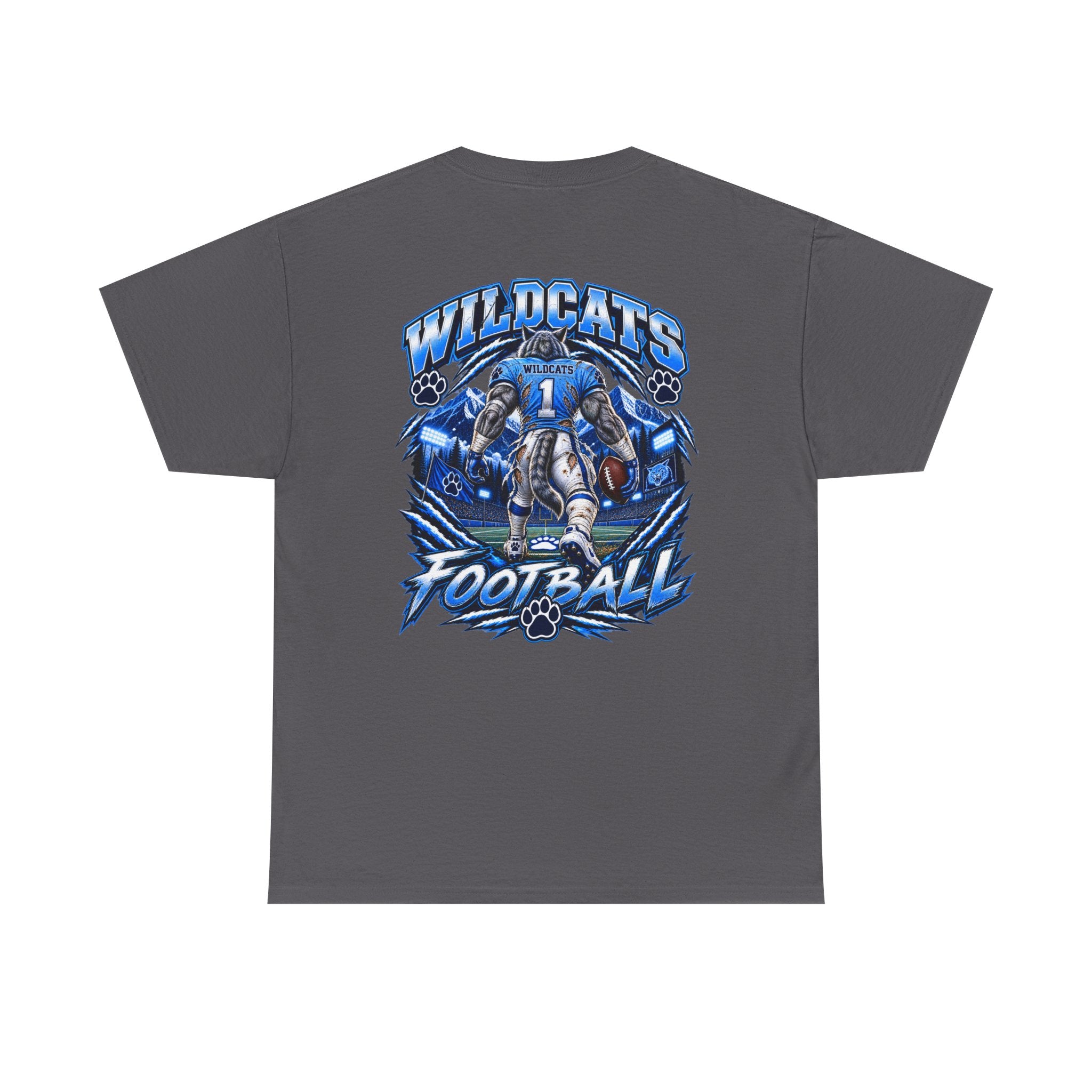 Wildcats Football Fierce Game Day Graphic T-Shirt – Baby Blue, Navy, Black & White