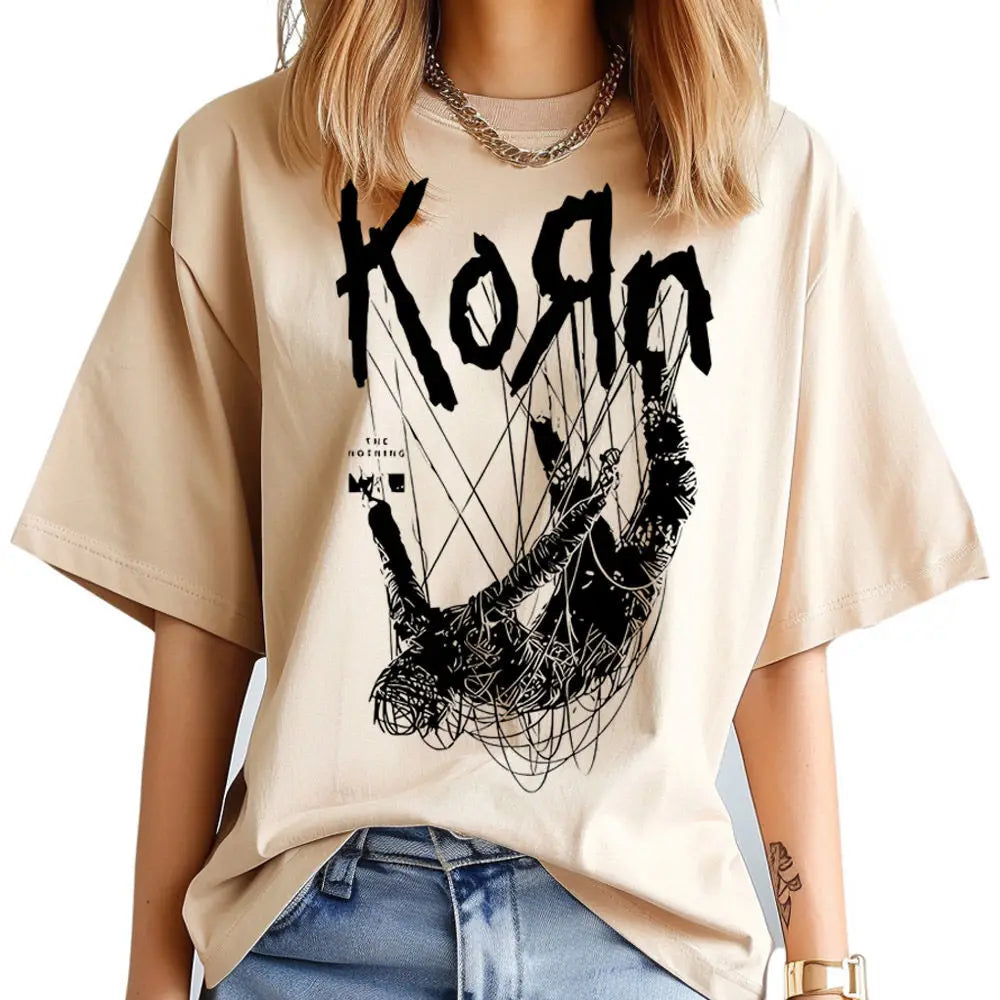 Korn shirt teen Breathable Graphic 2000s hip hop t shirt anime kawaii hip hop korean clothes Breathable Y2k
