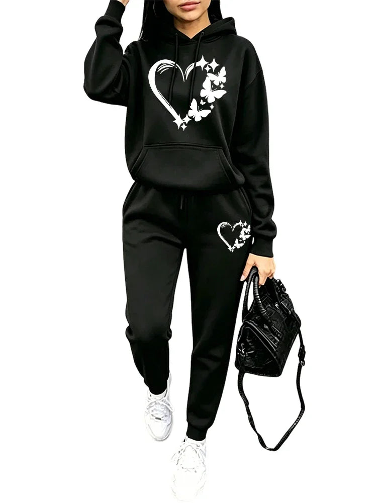 2026 New Fashion Women's Tracksuit Hoodies and Sweatpants Autumn Winter Daily Casual Sports Pullover Set Outdoor Jogging Outfits