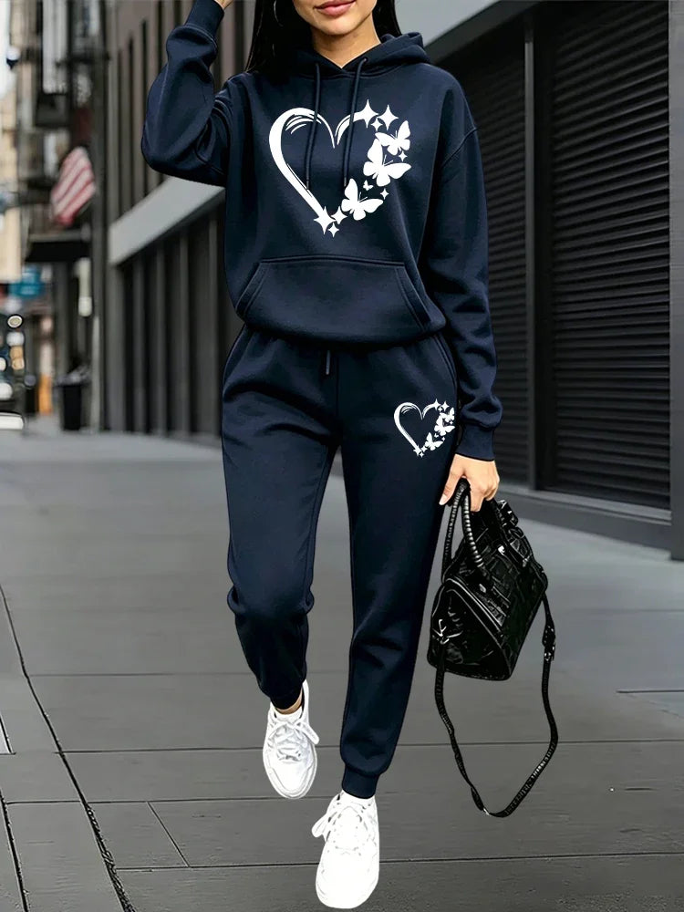 2026 New Fashion Women's Tracksuit Hoodies and Sweatpants Autumn Winter Daily Casual Sports Pullover Set Outdoor Jogging Outfits