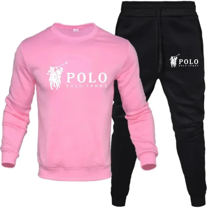 Two sets of men's and women's round-neck hooded pullovers and long pants for spring and autumn casual fitness jogging fashion