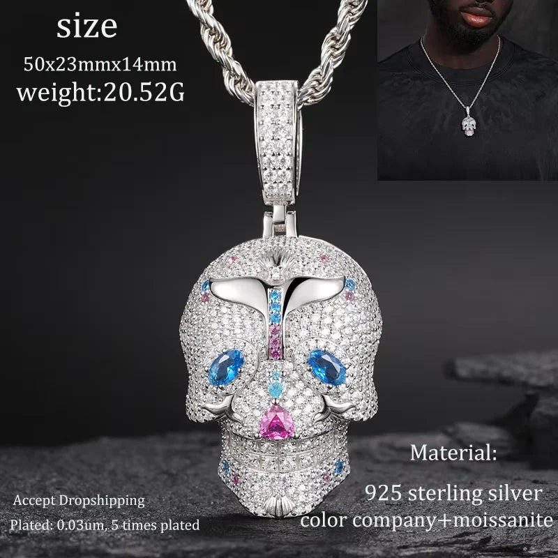 High Quality Skull Pendant Silver 925 Moissanite Iced Out Pendant