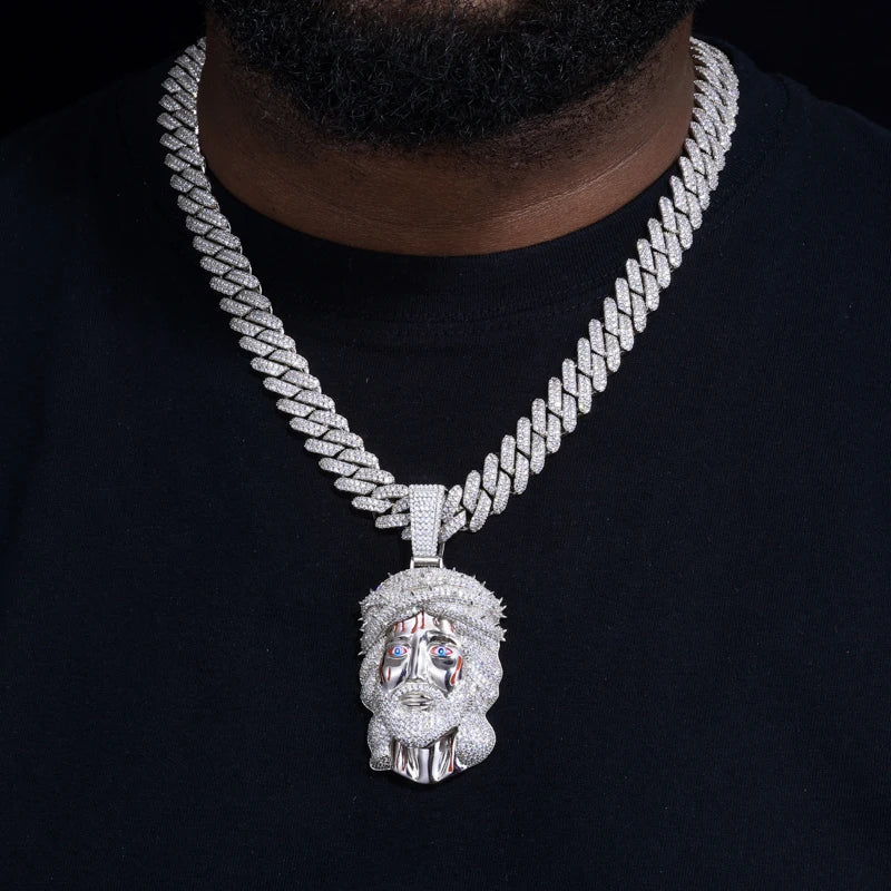 Jesus pendant 925 Silver Ice Out Moissanite Pendant
