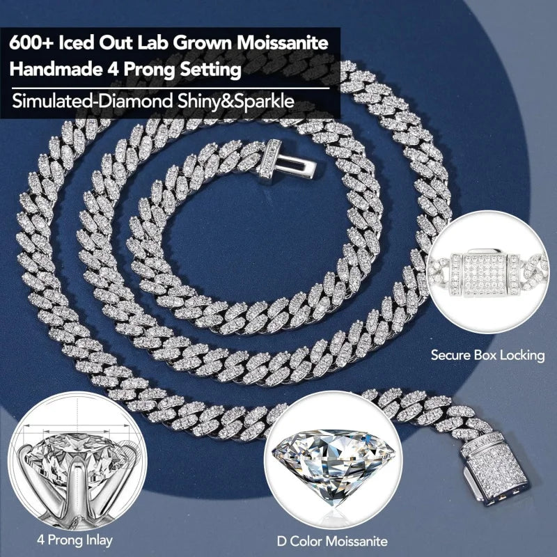 925 Sterling Silver 5.3-11.8 Ct Miami Cuban Necklace 10MM/8MM/6MM
