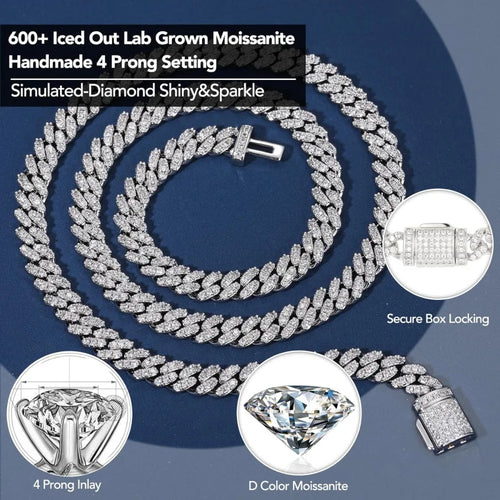 925 Sterling Silver 5.3-11.8 Ct Miami Cuban Necklace 10MM/8MM/6MM