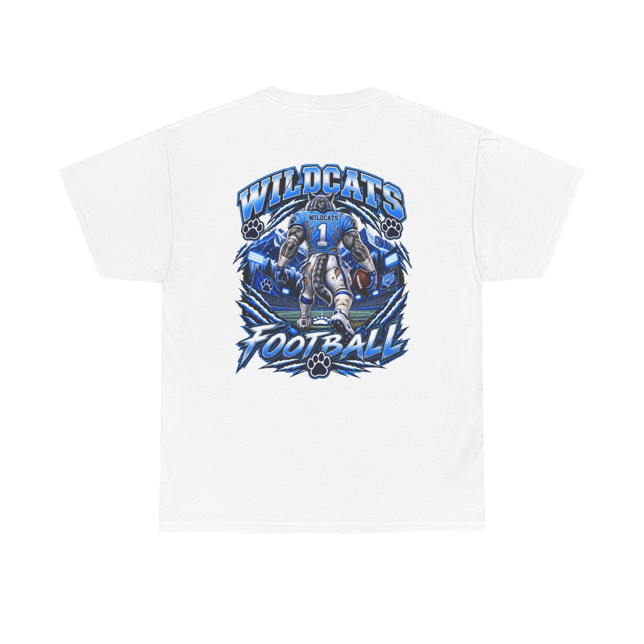 Wildcats Football Fierce Game Day Graphic T-Shirt – Baby Blue, Navy, Black & White