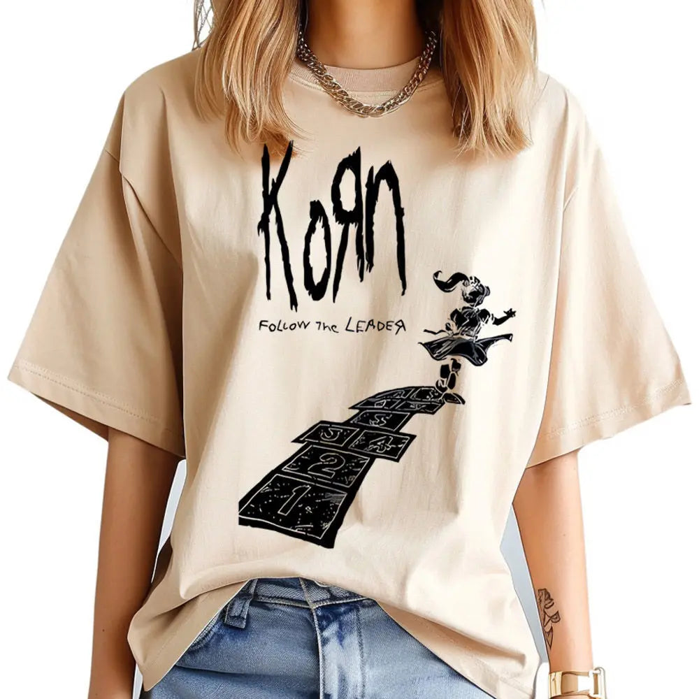 Korn shirt teen Breathable Graphic 2000s hip hop t shirt anime kawaii hip hop korean clothes Breathable Y2k