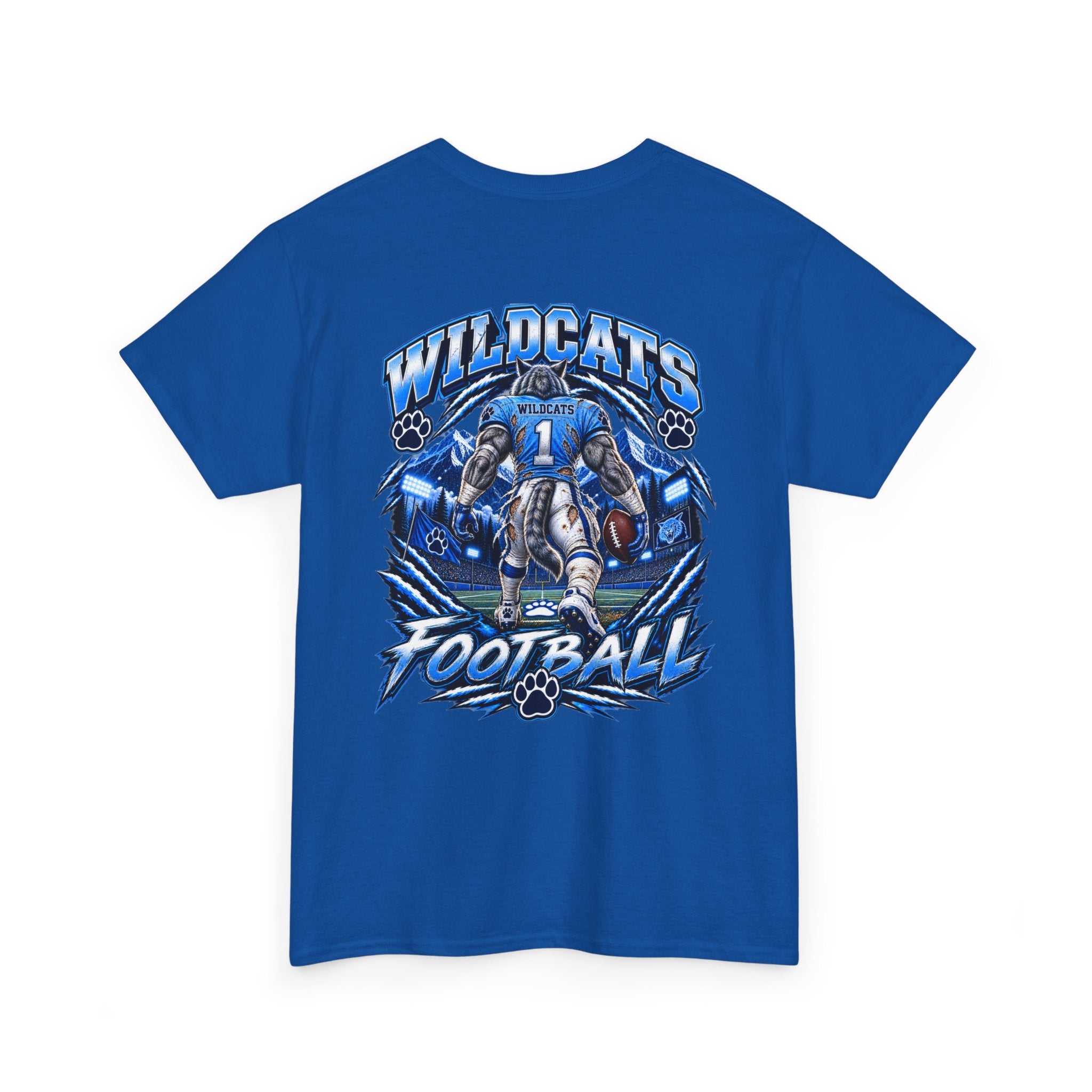 Wildcats Football Fierce Game Day Graphic T-Shirt – Baby Blue, Navy, Black & White