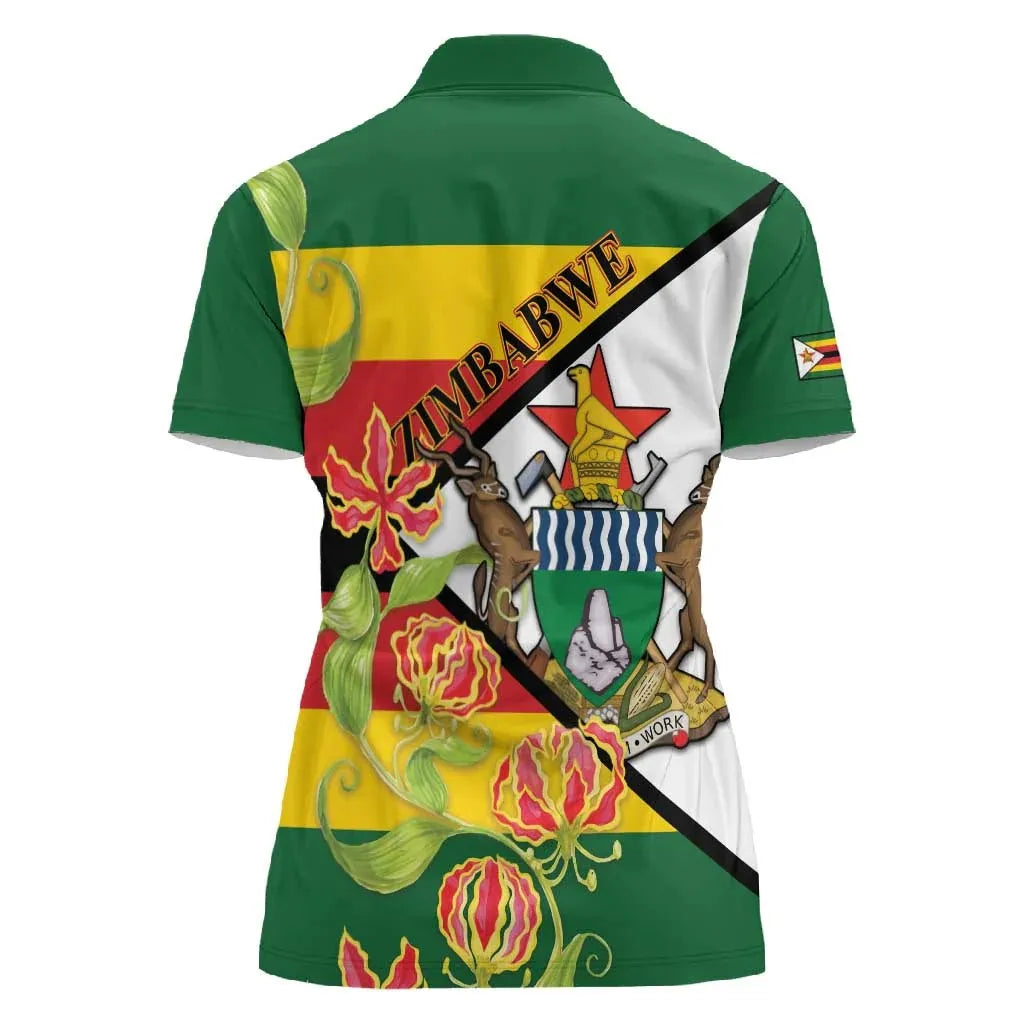 Women Zimbabwe Graphic Print Polo T Shirt Short Sleeve Turn Down Collar Casual Chic Summer Fashion Streetwear Tee Top