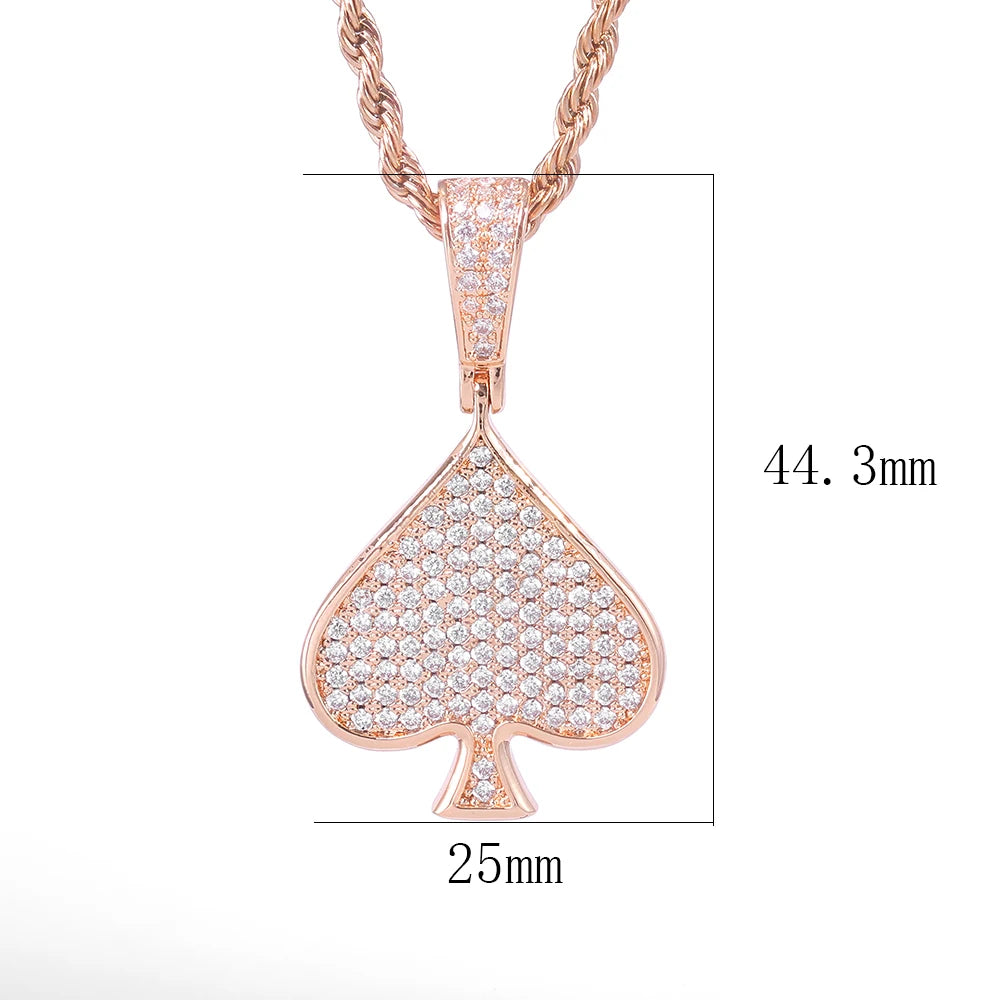 Iced Out VVVS Moissanite Ace Spade Pendant 925 Sterling Silver Poker Sign Charm Pendant