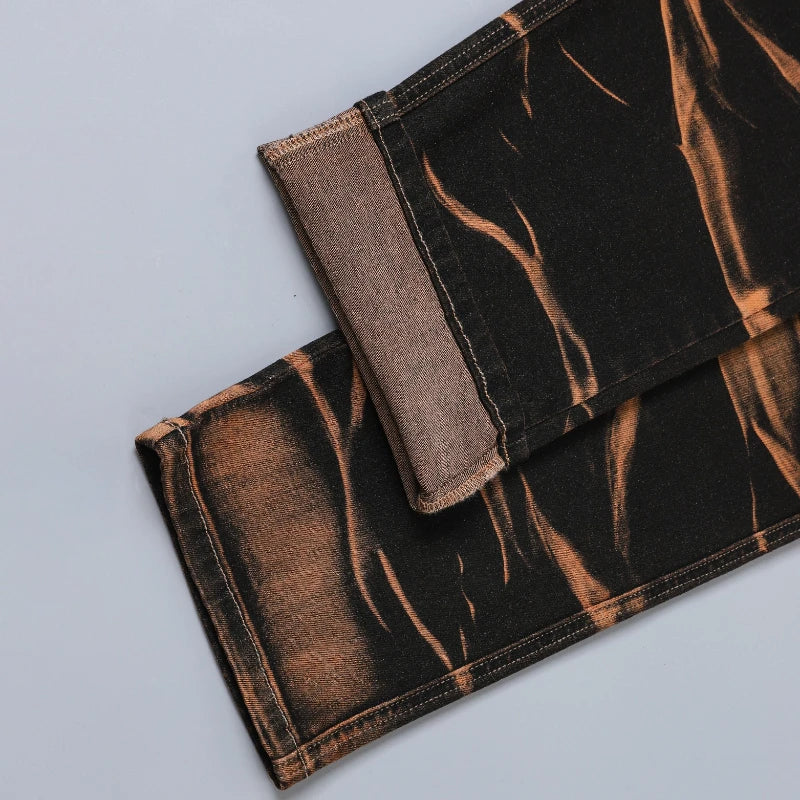 Mens Vintage Fashionable Elastic Pants High Street Straight-leg Trend Casual Male Trousers