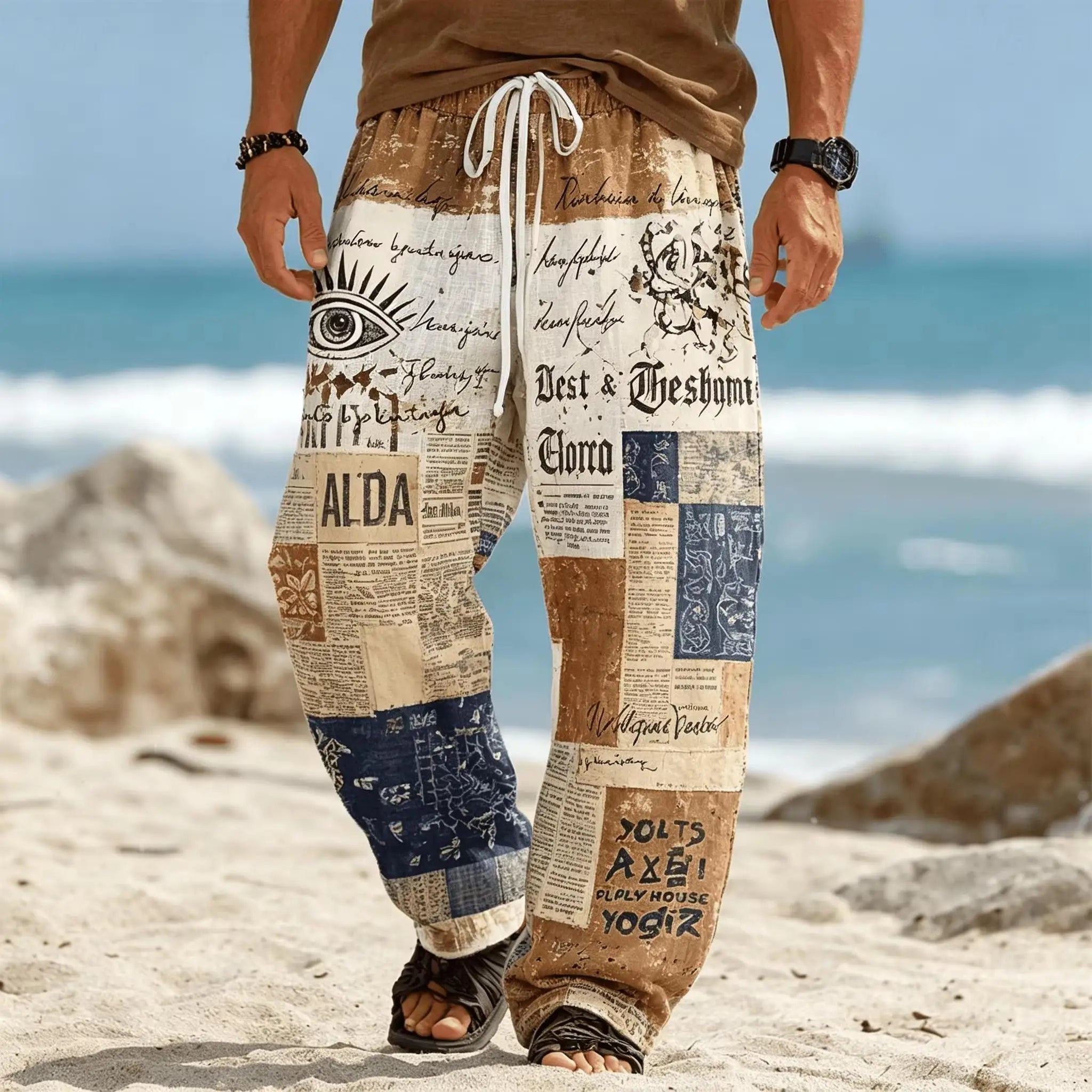 Summer Fashion New Bohemian Ethnic Style Loose Straight Leg Pants For Men And Women Outdoor Sports Street Casual 3D Pants