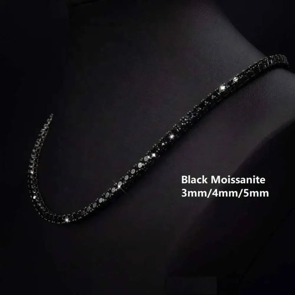 Customized 925 Silver Red/ Blue/ Green/ Black/ Pink Rainbow Diamond Tennis Chain Bracelet Colorful Moissanite Tennis Necklace