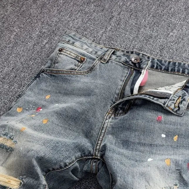 Distressed Faded Slim-fit Jeans (Ripped)
