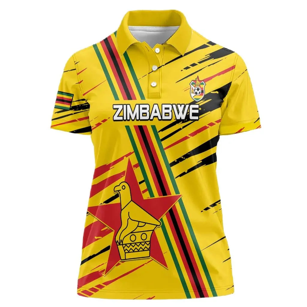 Women Zimbabwe Graphic Print Polo T Shirt Short Sleeve Turn Down Collar Casual Chic Summer Fashion Streetwear Tee Top