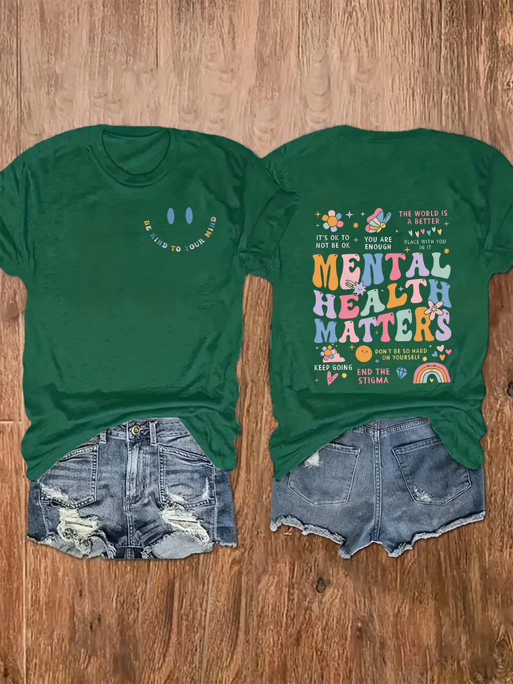 Mental Health Matters Women's Tee - Positive Graphic, Casual Black Oversized Top