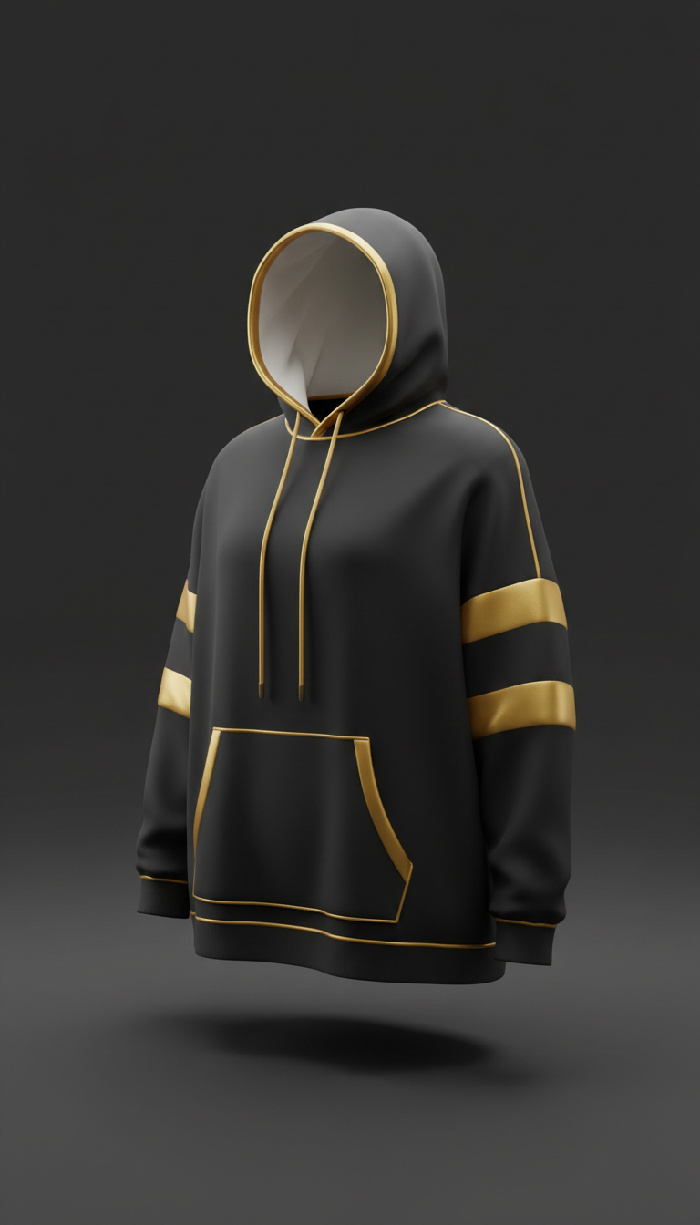 Oversized Hoodie with Gold Accents