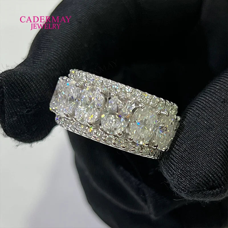 3 Rows Moissanite Eternity Ring .925 Sterling Silver