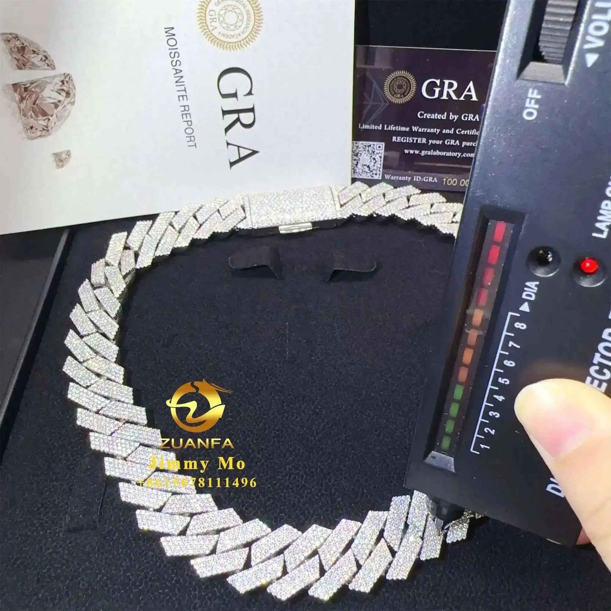 Heavy 925 Solid Silver 19mm 4 Rows VVS1 Moissanite Diamond Miami Cuban Link Chain