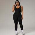 Plus Size Women's Tracksuit Gym Workout Sports Clothes Outfit Backless Jumpsuit Yoga Fitness Overalls Open Back Bodysuits Suit