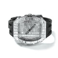 Full Iced Out Baguette Stones Square Watch With Silicone Strap