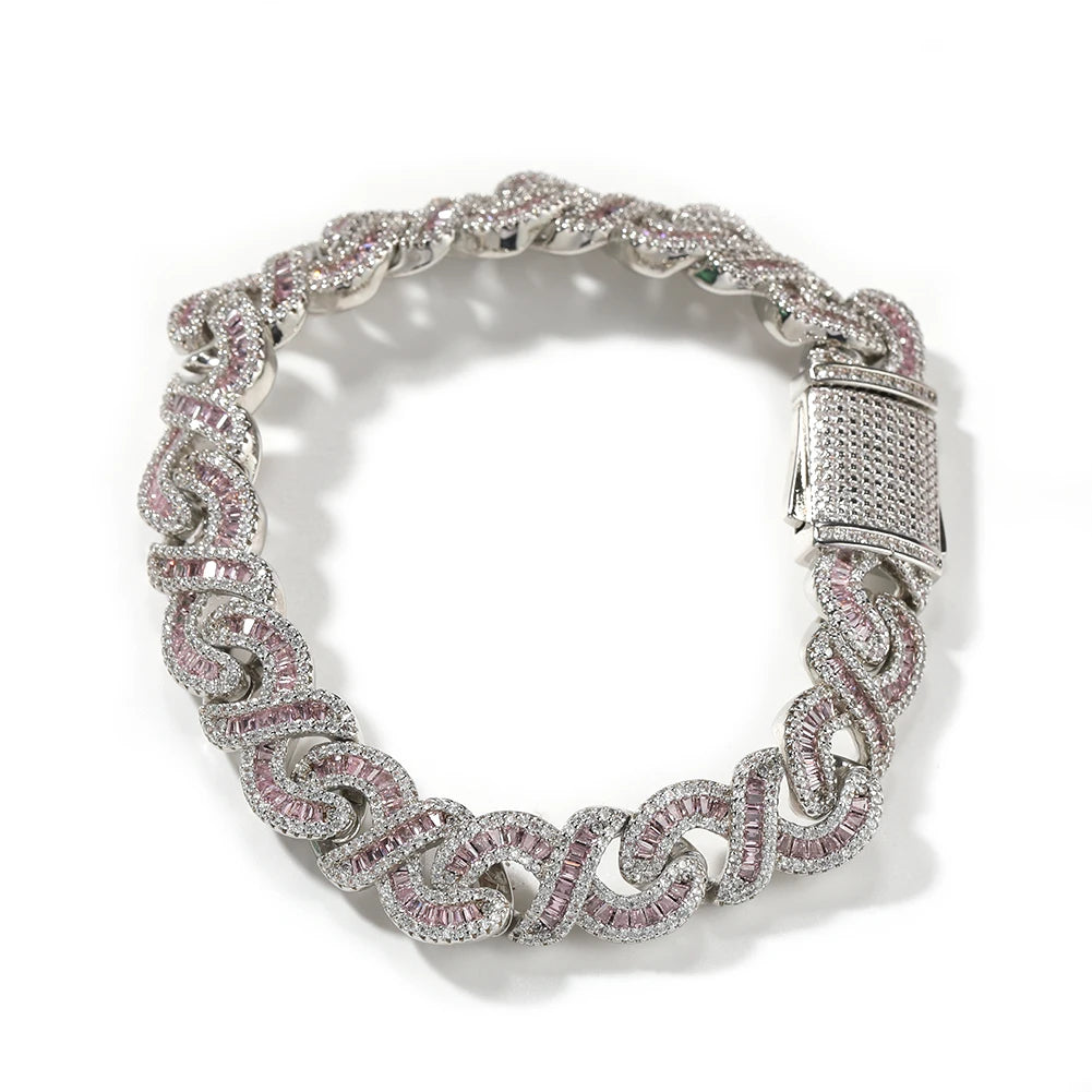 AAA CZ Baguettecz Prong Setting Cuban Link Chain/Choker