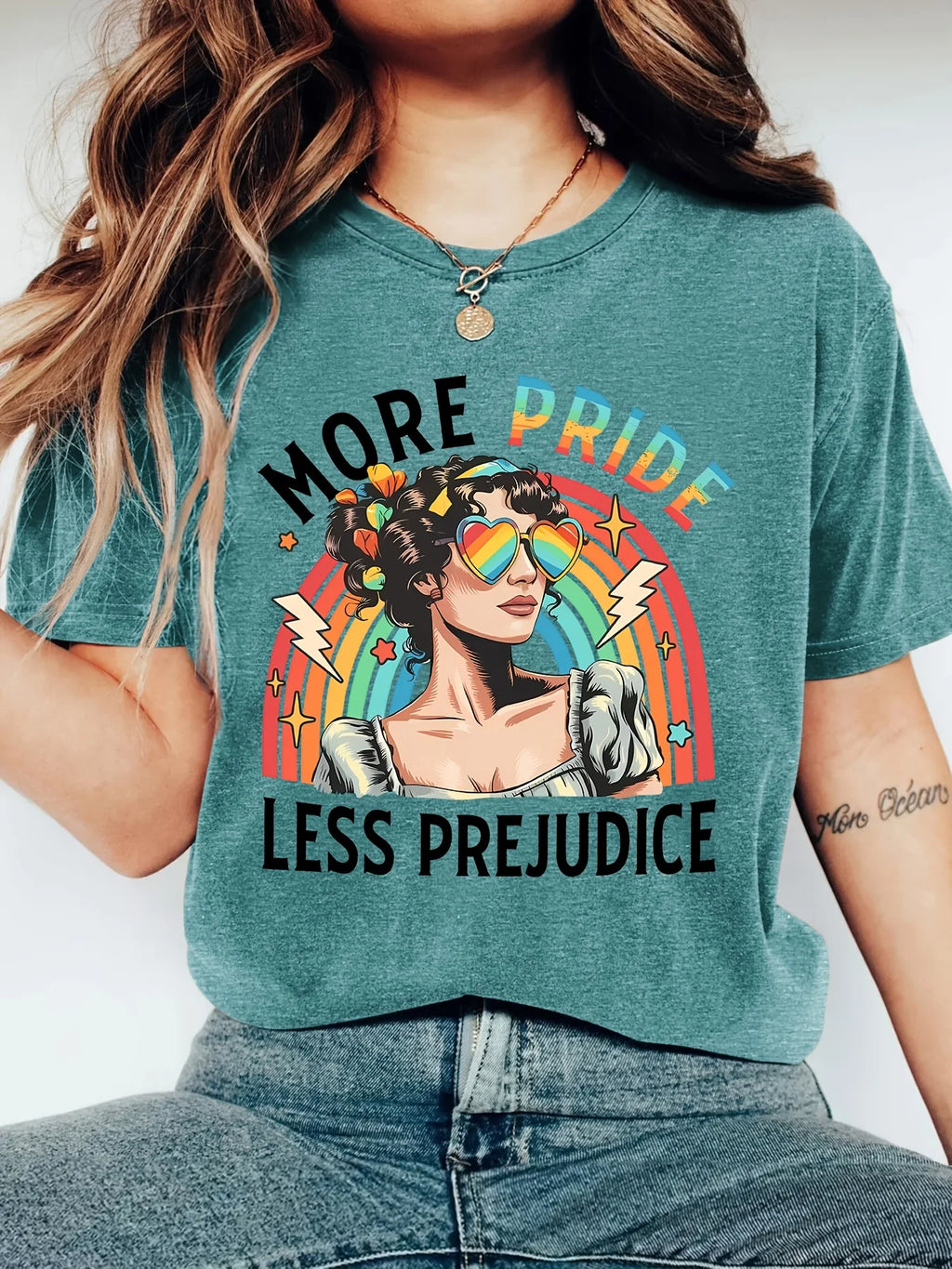 Women Casual Short Sleeve T-Shirt Rainbow Pride Graphic Print Crew Neck Soft Daily Wear Tees