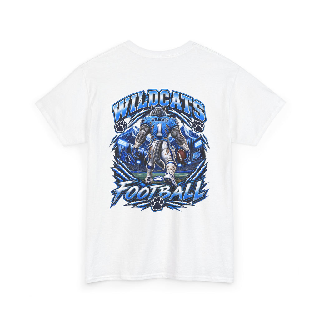 Wildcats Football Fierce Game Day Graphic T-Shirt – Baby Blue, Navy, Black & White