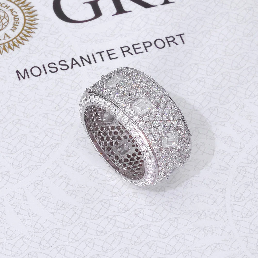 925 VVS Round Square Moissanite Diamond Ring Men / Women