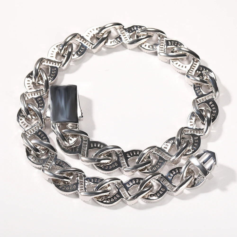 AAA CZ Baguettecz Prong Setting Cuban Link Chain/Choker