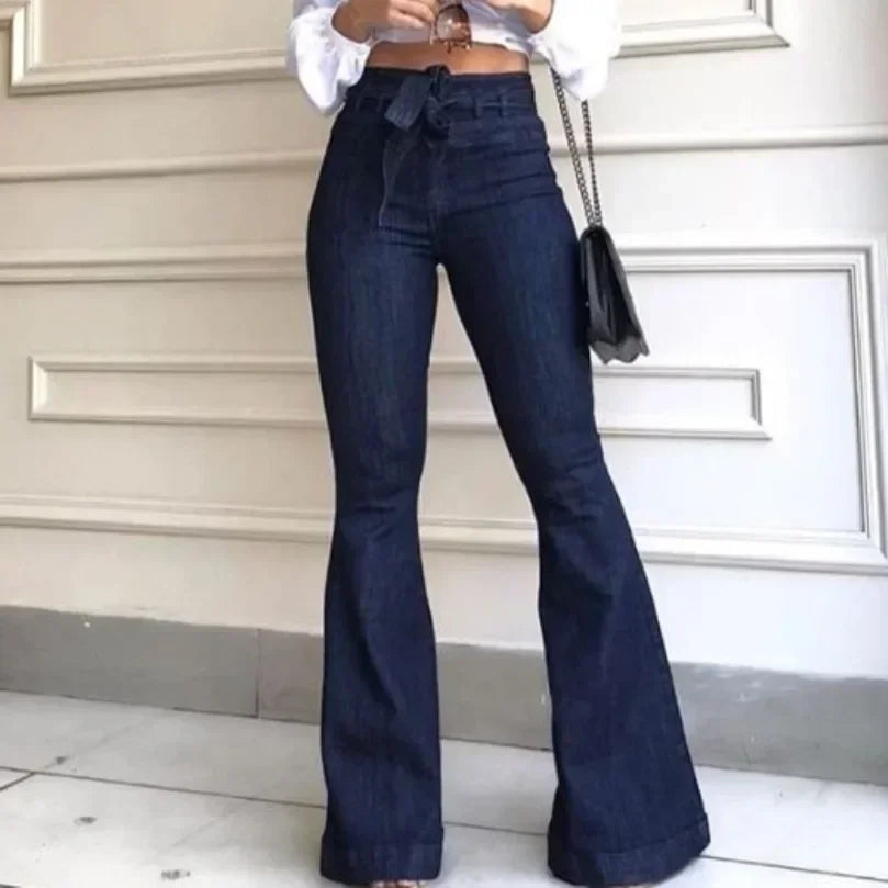 Solid Color High Waist Flare Pants
