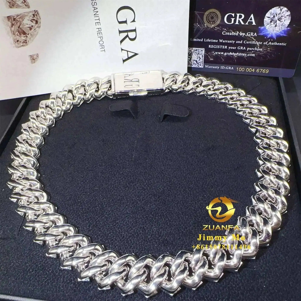 Heavy 925 Solid Silver 19mm 4 Rows VVS1 Moissanite Diamond Miami Cuban Link Chain
