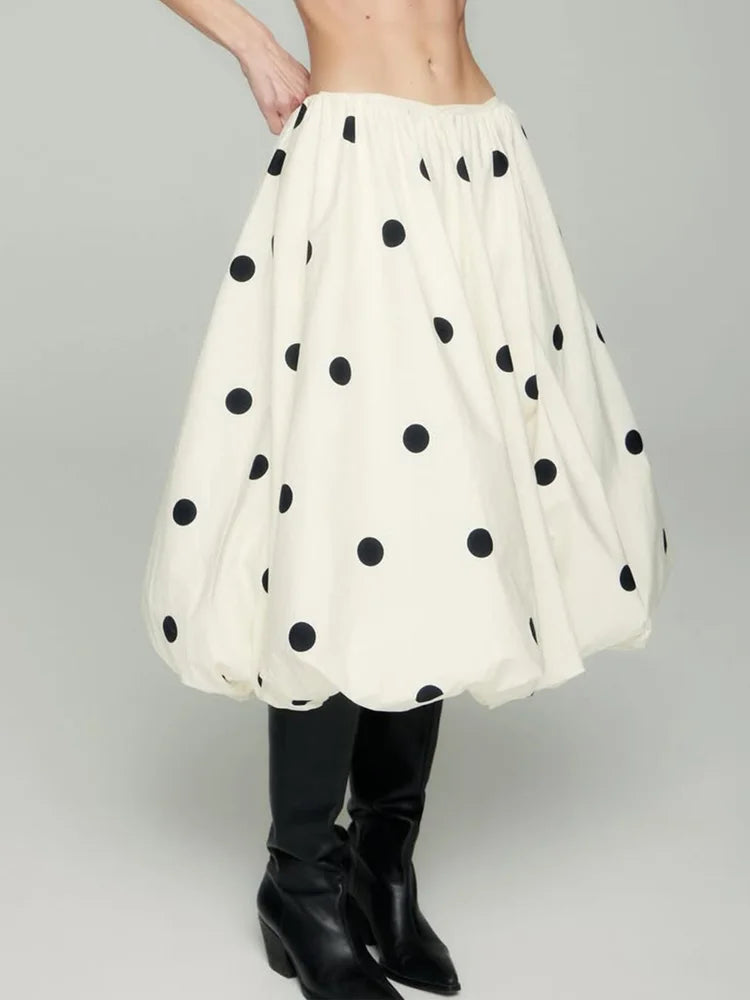 Women 2 Piece Polka Dot Dress Set French Vintage V Neck Ruffle Peplum Top High Waist Flare Midi Skirt Elegant Party Outfits