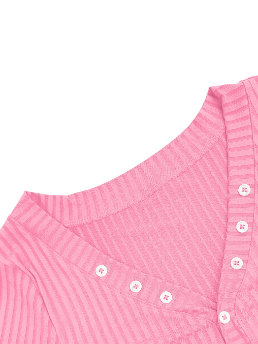 Fashion‑Forward Henley Knit Shirt, Form‑Fitting Long‑Sleeve Rib Top for City Wandering and Casual Photo Shoots
