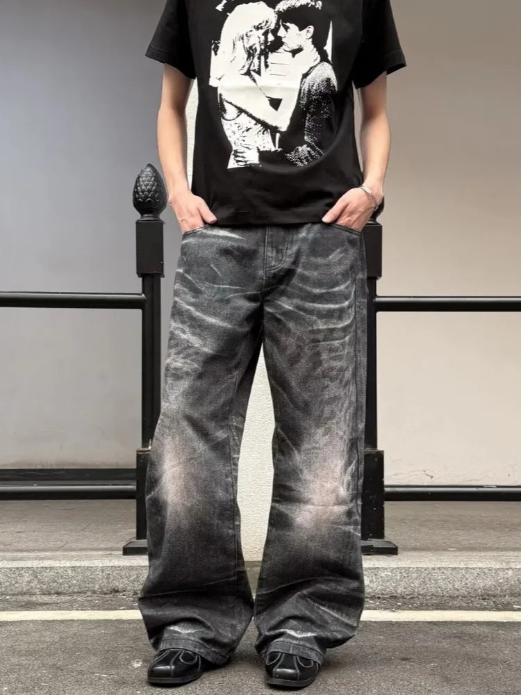 Vintage Washed Black Baggy Jeans