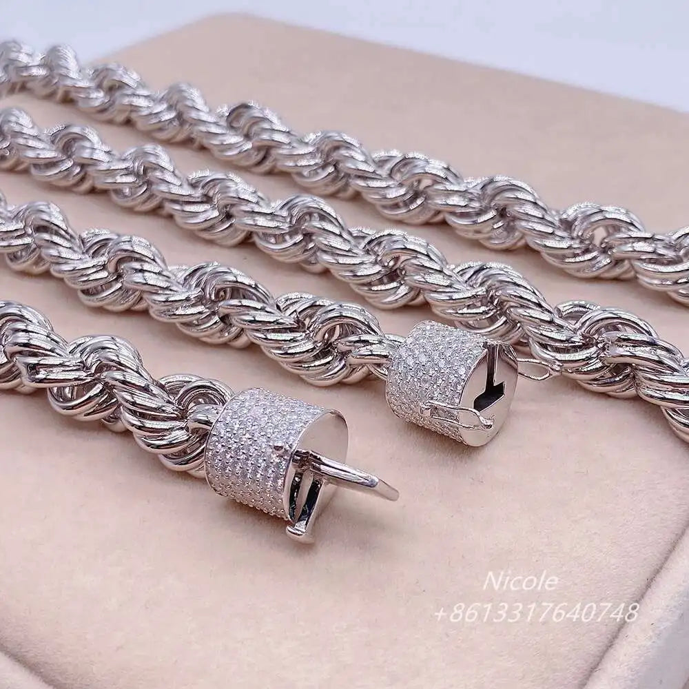 Iced Out Moissanite  925 Sterling Silver Twist Necklace