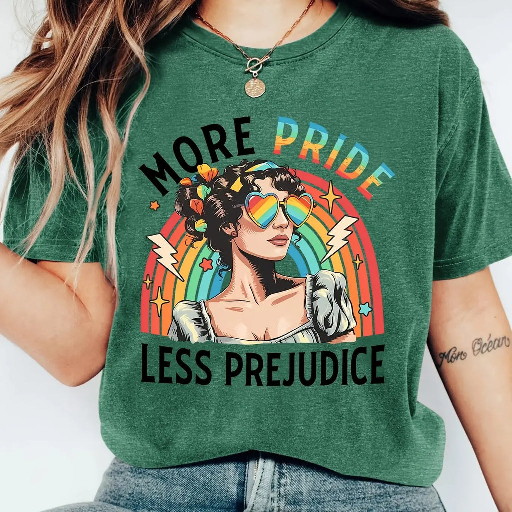Women Casual Short Sleeve T-Shirt Rainbow Pride Graphic Print Crew Neck Soft Daily Wear Tees