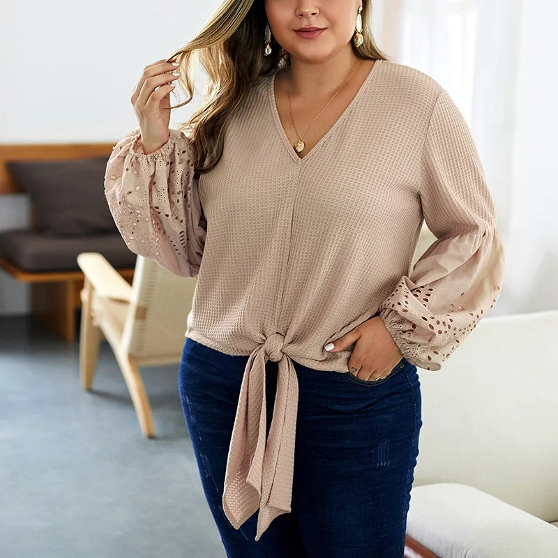 Plus Size casual ladies V-neck sweater
