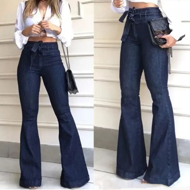 Solid Color High Waist Flare Pants
